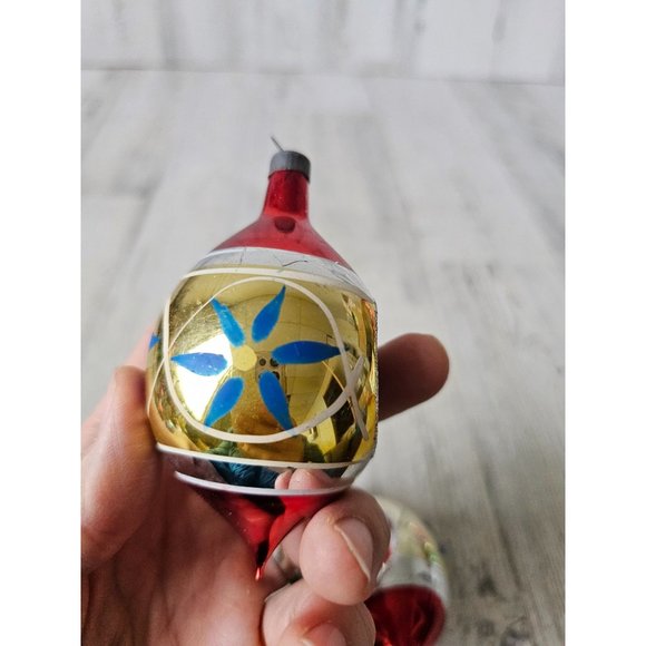 Vintage teardrop indent gold red mercury glass ornament Xmas tree set - Picture 5 of 14